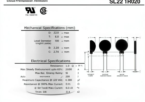 SL22 1R020 (Pack of 2) NTC THERMISTOR,ICL 1 OHM 20% 20A 22MM, (Also SG100, SG301)-1