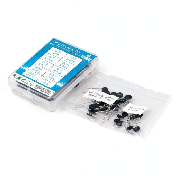 NTC Thermistor Resistors 10 Values 81 PCS Inrush Current Limiter Temperature Sensors Assorted Kit Assortment(3D-25,5D-7,5D-9,5D-11,5D-15,8D-9,10D-9,10D-11,20D-9,47D-15)-5