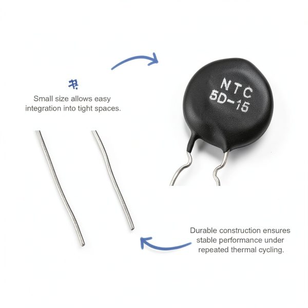 MECCANIXITY 10 Pcs NTC 5D-15 5 Ohm MF72 Power Direct Heat Type Negative Temperature Coefficient Thermistor Temperature Sensors-3